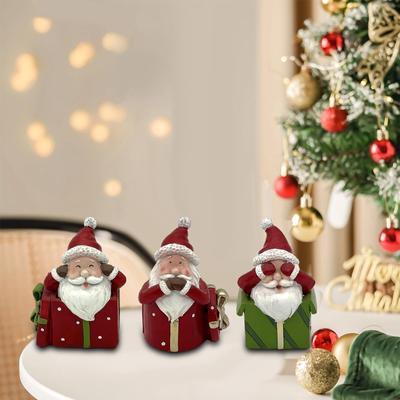 3 stück Weihnachten Santa Statuen Harz Figuren Miniatur für Haus Urlaub Desktop