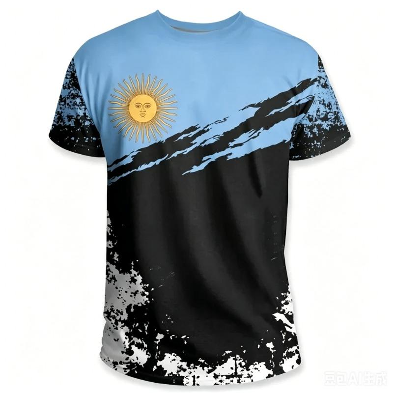 T Shirt with Argentina Coat of Arms Summer Fashion Family Style Adults Kids Fashion Soccer Jersey Unisex for Fitness Running