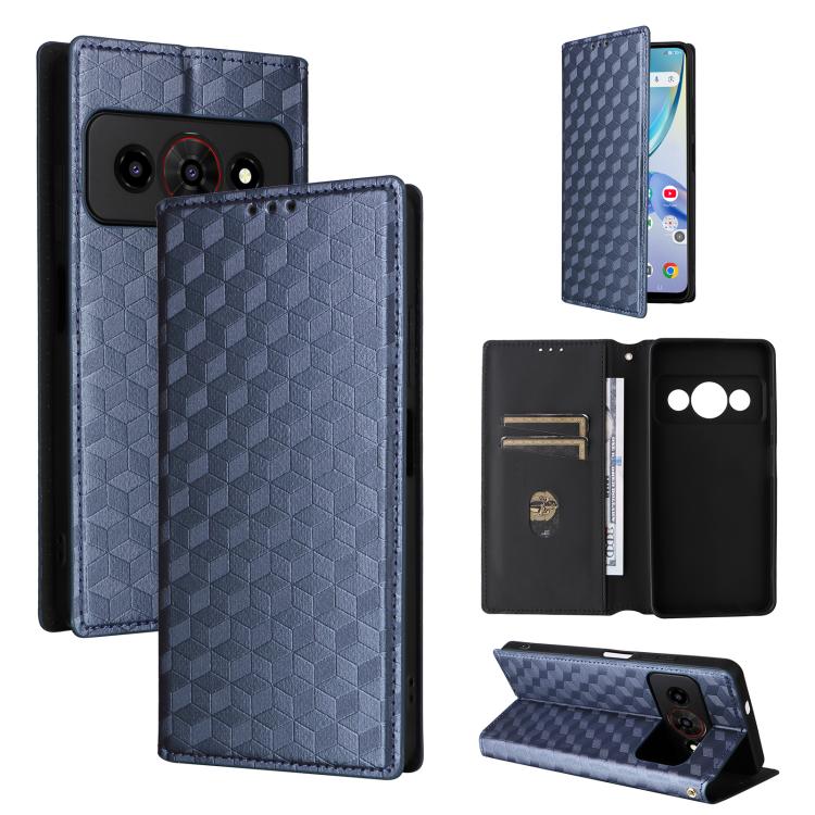 Cubic Grid Texture Flip Leather Phone Case