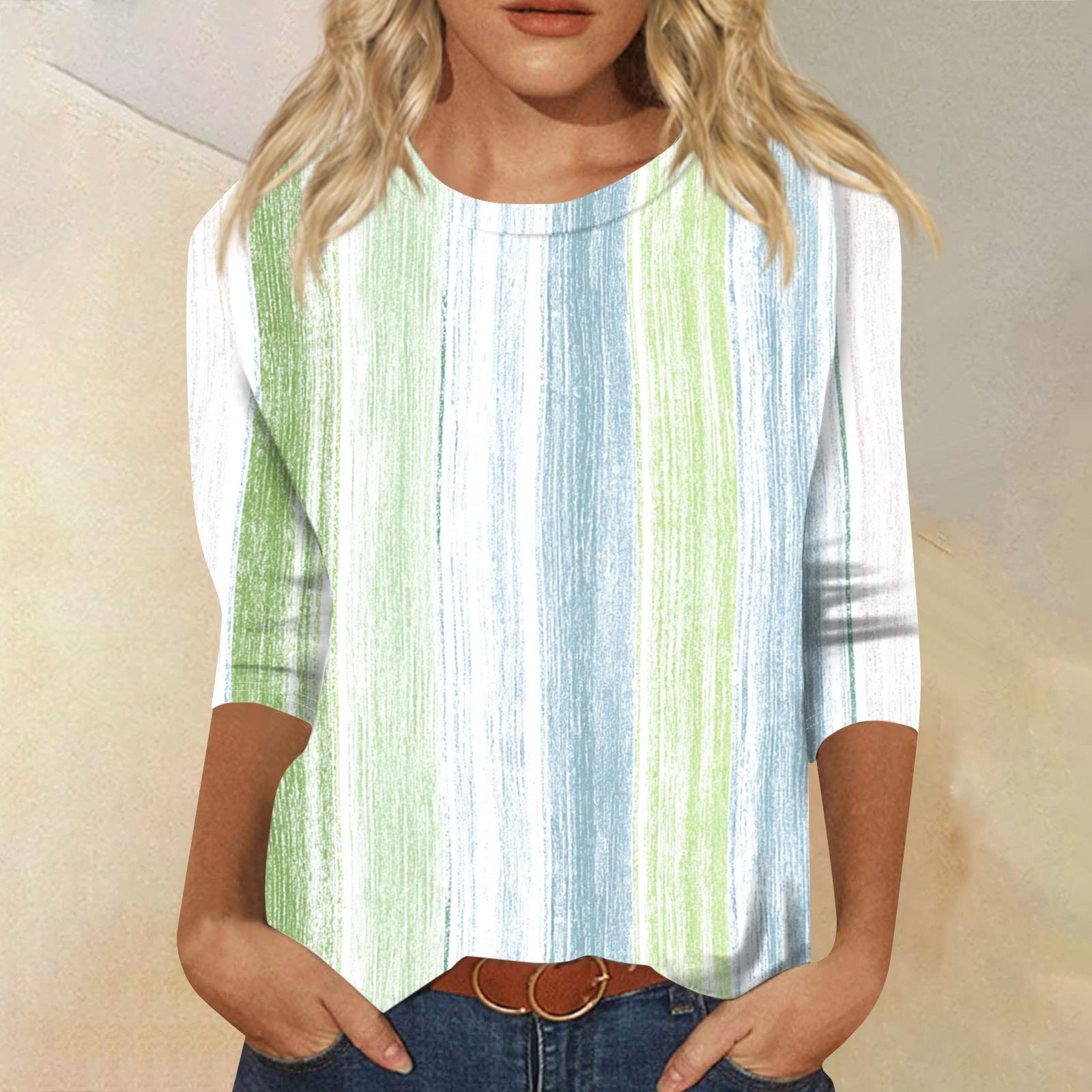 

Женская модная повседневная футболка с круглым вырезом, рукавом три четверти и градиентным принтом XXXXL