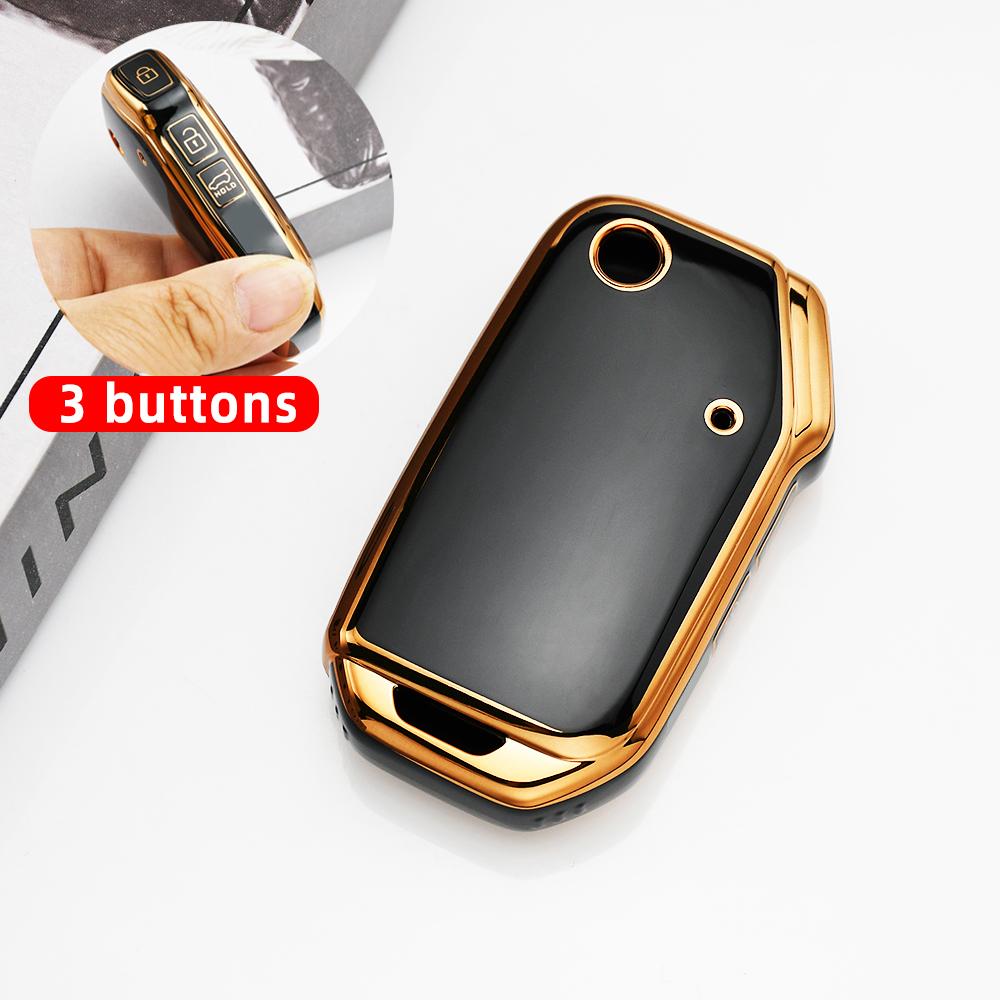 Gold Edge Tpu Car Key Case Cover Auto Shell Fob For Kia Sportage  Sorento Ceed  Cd Forte Cerato  K3 Gt Seltos