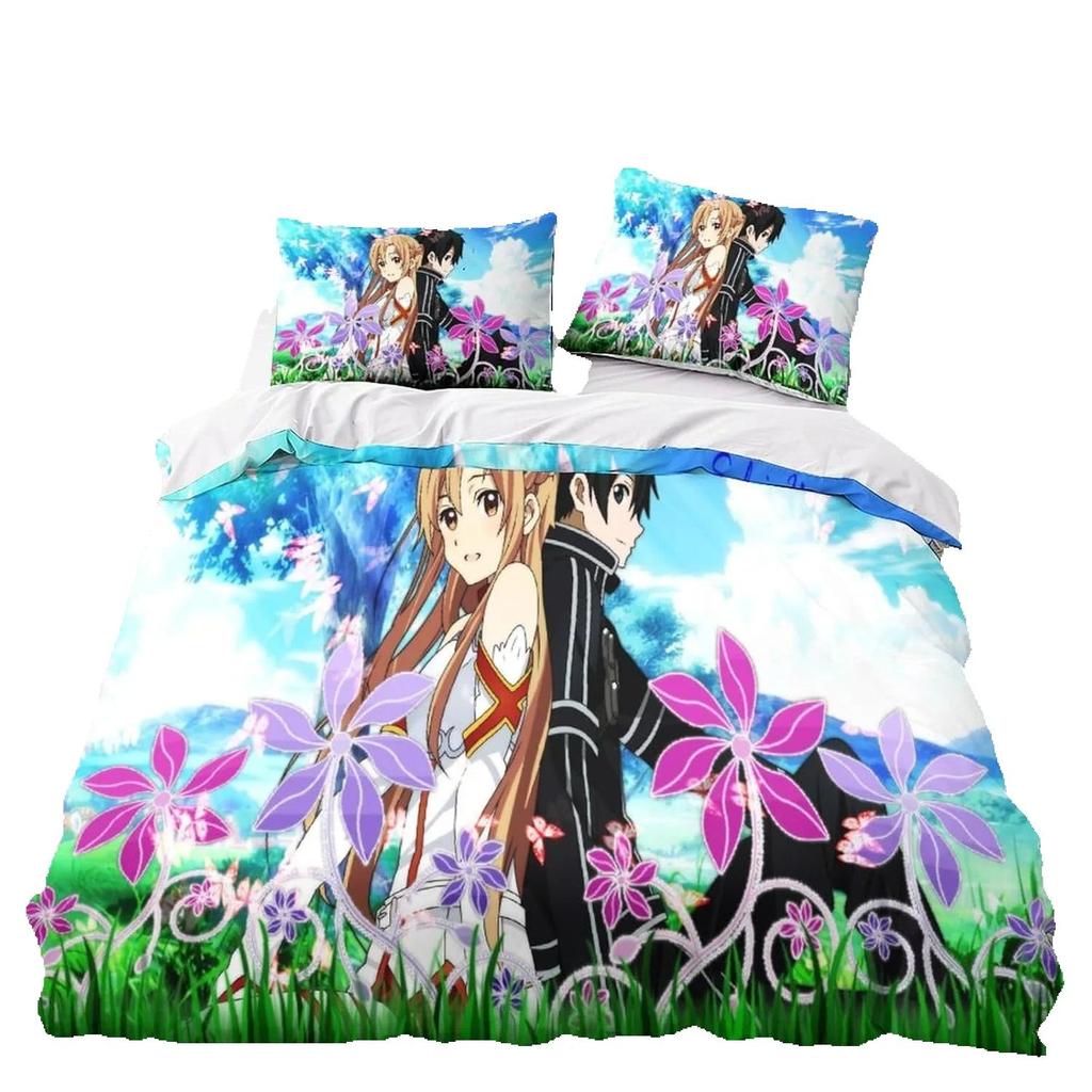 Anime Sword Art Online Duvet Cover Pillowcase Bedding Set Adult Boy Girl Bedroom Decoration Children Gift Single Double Size