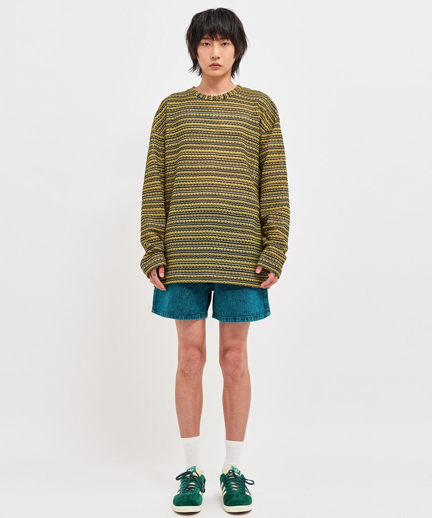 C WEAR BY THE GENIUS See-Through Craft Knit Pullover Yellow