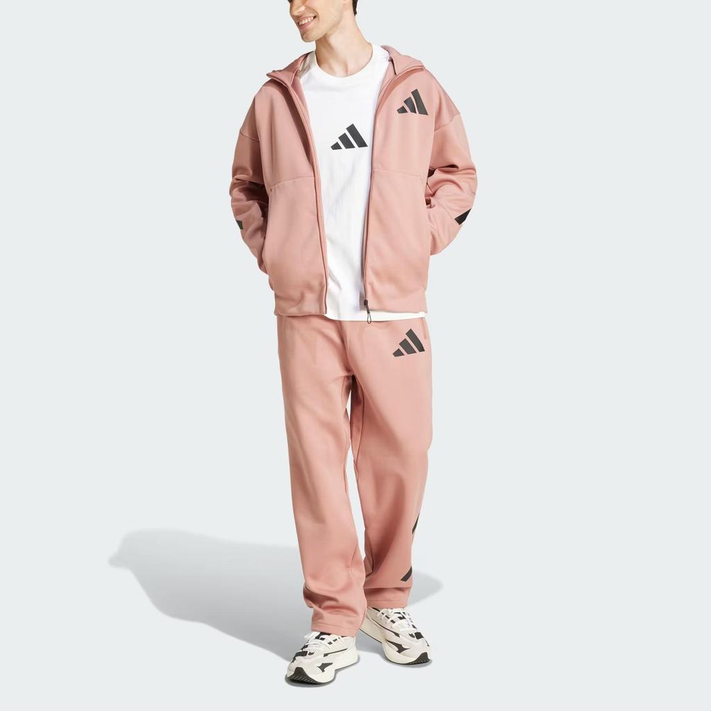 adidas ZNE. Roupa Esportiva FW24 Moda Jaqueta Minimalista com Capuz Masculina Jaqueta Rosa JD2908