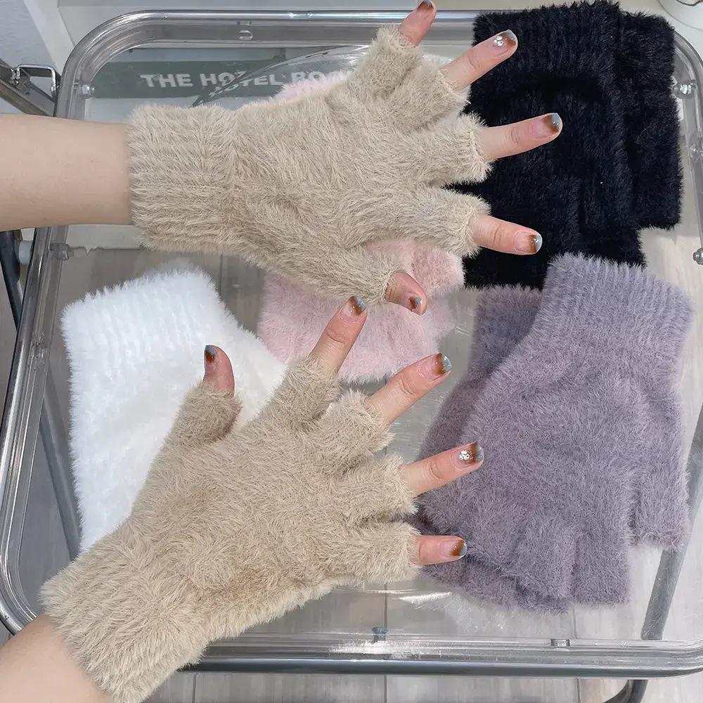 Hřejivé pletené rukavice bez prstů s možností ovládání dotykové obrazovky - Ideální do chladného počasí a pro studenty