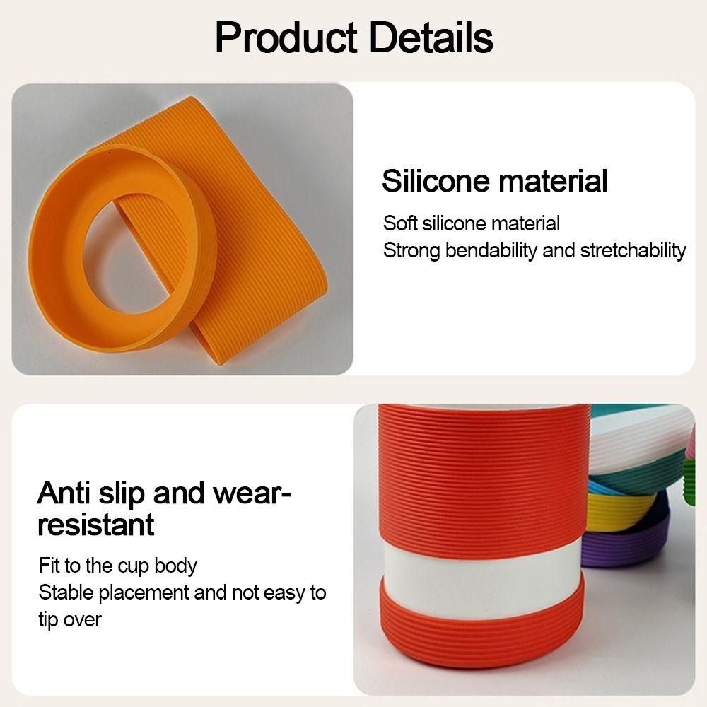 Stripe Cup Sleeve Set Silicone Cup Bottom Cover New Heat Resistant Protective Sleeve
