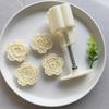 50g 3D Rose Ice Skin Mooncake Mold Set - 1 Mold, 4 Mung Bean Cake Pieces.