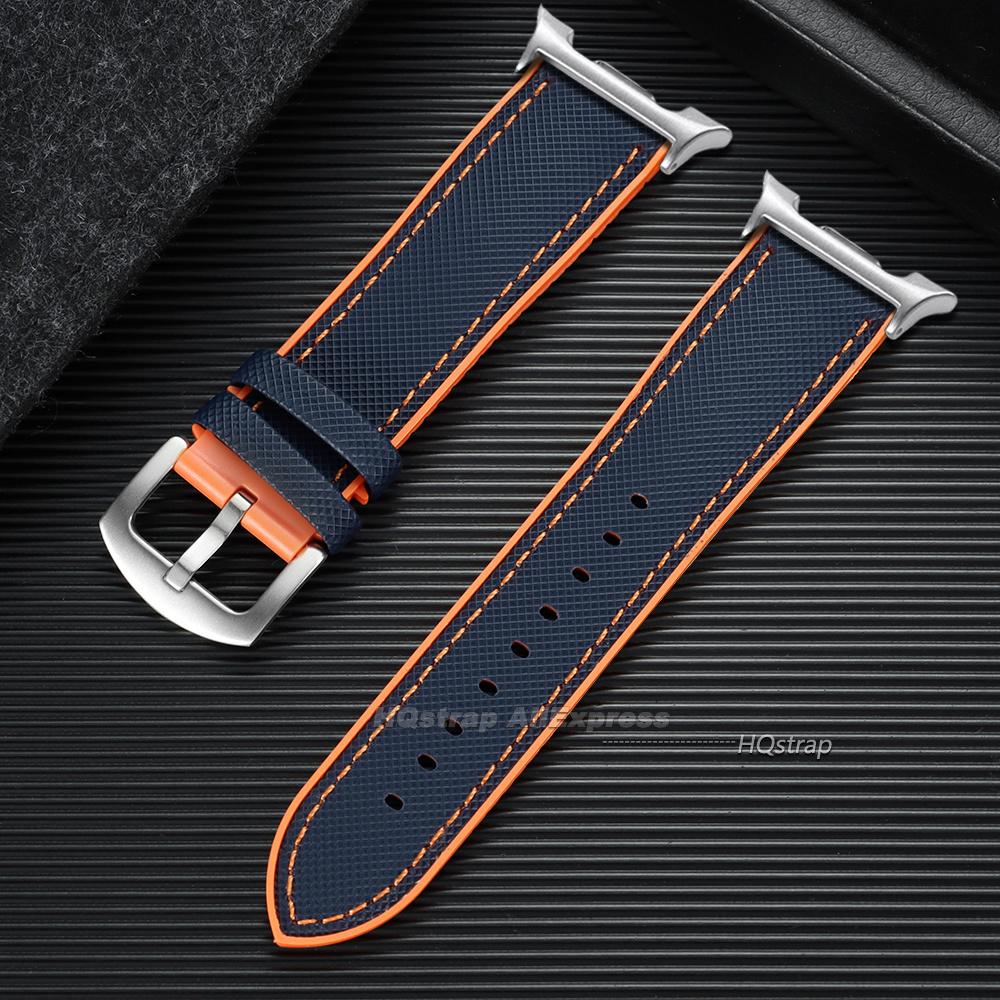 Premium Gummi-Nylon Hybrid-Uhrenarmband für Samsung Galaxy Watch 8 Classic 46mm 44mm 40mm Armband Wasserdichtes Sport-Armband