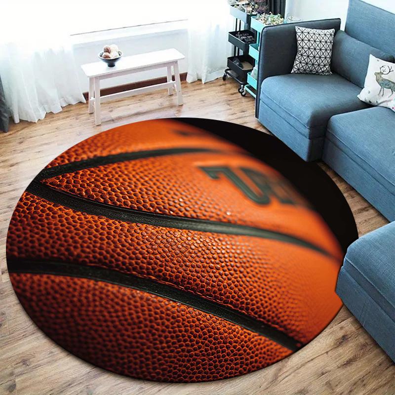 basketball Round Area Rug,Carpet Rug for Living Room Bedroom Sofa Playroom Decor,Non-slip Floor Mat