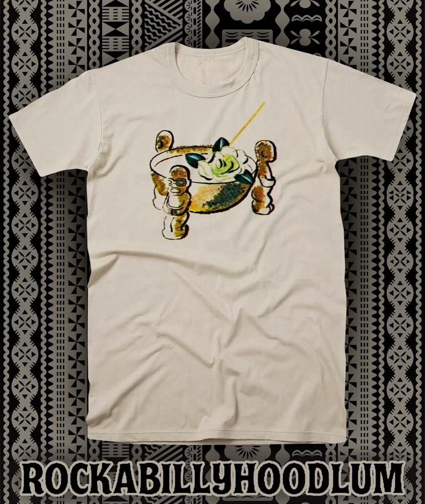 Retro Tiki Tee T Shirt White Bar Mug Tiki Bowl Cocktail Scorpion