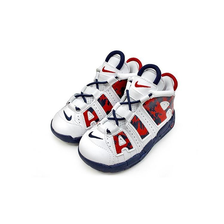 Nike Scarpe per Bambini Air More Uptempo Antiscivolo Resistenti all'Abrasione Equilibrio Mid-top Bianco Blu Rosso Neonati e Bambini CZ7887-100