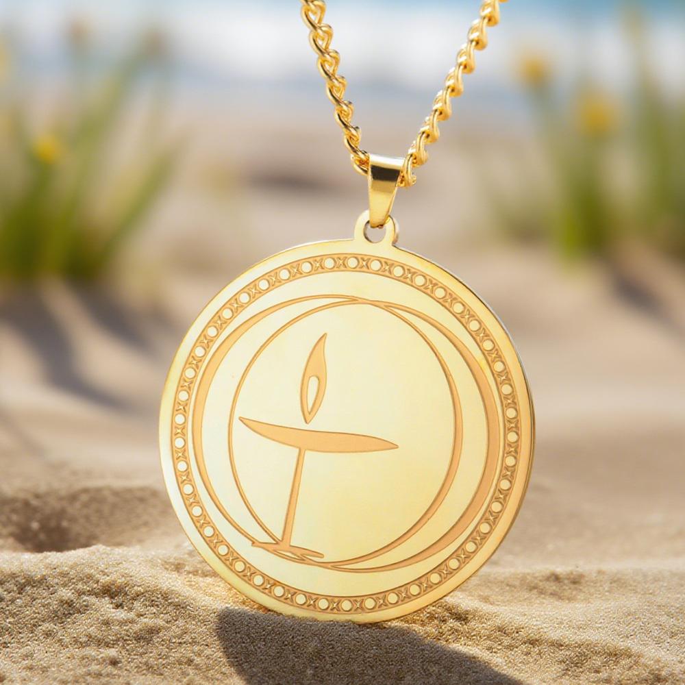 Dawapara Unitarian Universalist Chalice Necklace for Men Women Flame Symbol Talisman Pendant Stainless Steel Jewelry