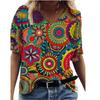Women's T-shirt 3D Pattern Printed Casual Short Sleeved V-Neck Top Fashionable Street Women's Clothing