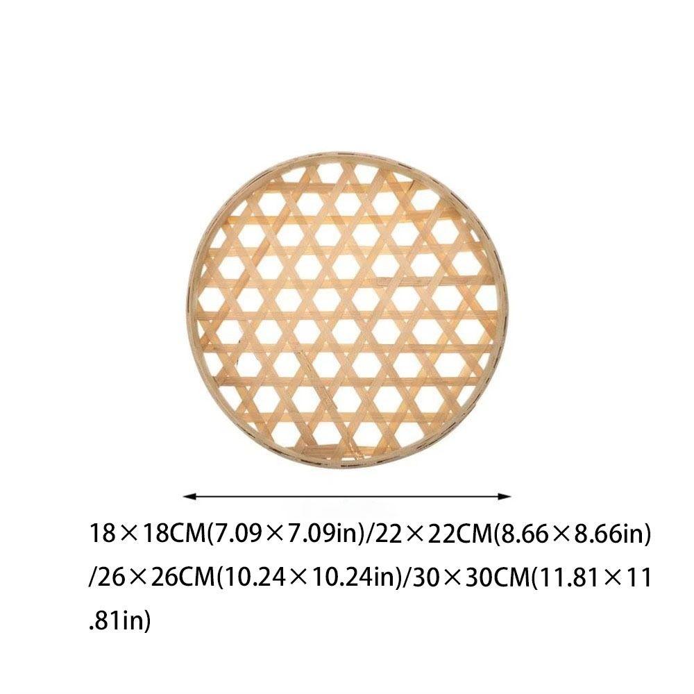 Nature EcoFriendly Bamboo Sieve Basket Round Decorative Bamboo Storage Tray Handwoven Woven Basket Kitchen