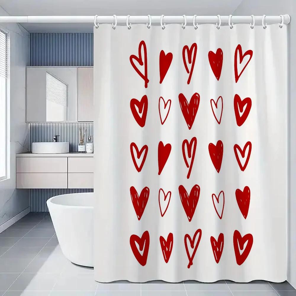 

Colorful Heart Shower Curtains In The Bathroom Shower Curtains For The Home Bathroom Accessories Set Folding Partition Curtain W60H190(CM)-1 Pcs