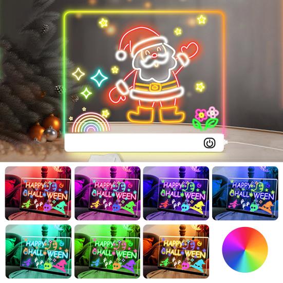 LED Note Board Rechargeable Acrylic Memo Pad Erasable Glowing Message Board To-do List Board Reusable Weekly