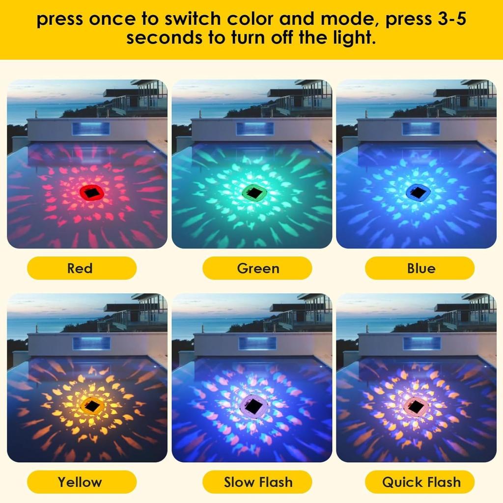 Creative Solar Rechargeable Swimming Pool Light Small Fish Projection Light Smart Colorful Atmosphere Light Night Light