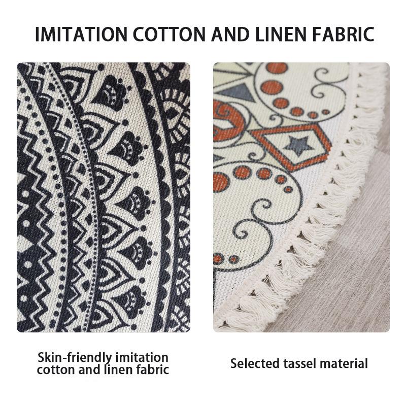Large Round Bedroom Carpet With Tassels Macrame Tassel Floor Mat for Living Room Cotton Linen Muslim Prayer Mat Rug Custom Size