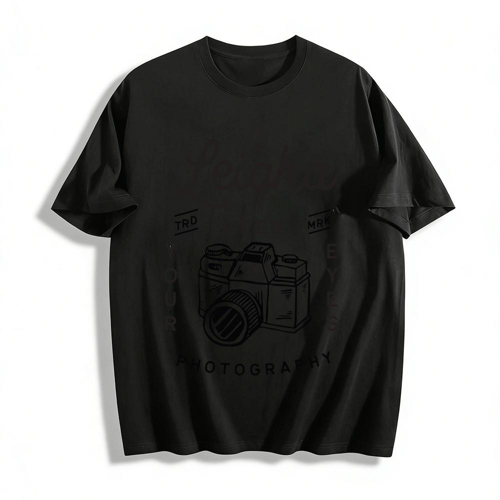 

Leigha Photography Open Your Eyes Vintage Camera Graphic Tee Pure cotton T-shirt XXS