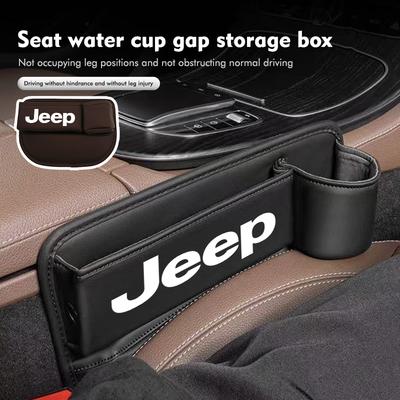 Leather Car Seat Gap Filler Storage Box Cup Holder Accessories For Compass Renegade Cherokee Wrangler JK Patriot Liberty
