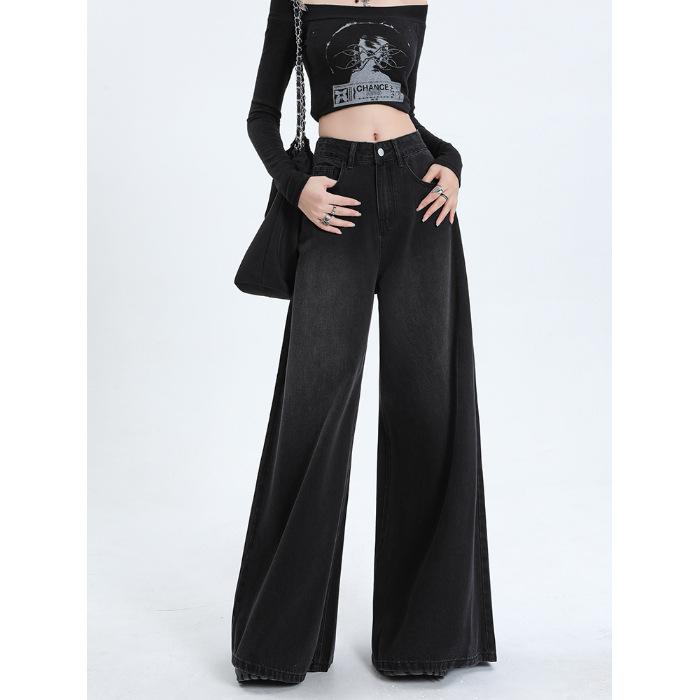 Autumn Light Blue High Waist Oversized Swing Wide Leg Casual Denim Pants Ladies Casual Pants Oversize Denim Trousers