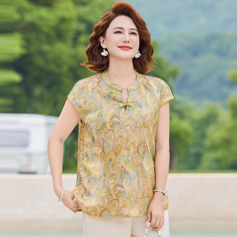 Women's Chinese Style Floral Print Short Sleeve T-Shirt