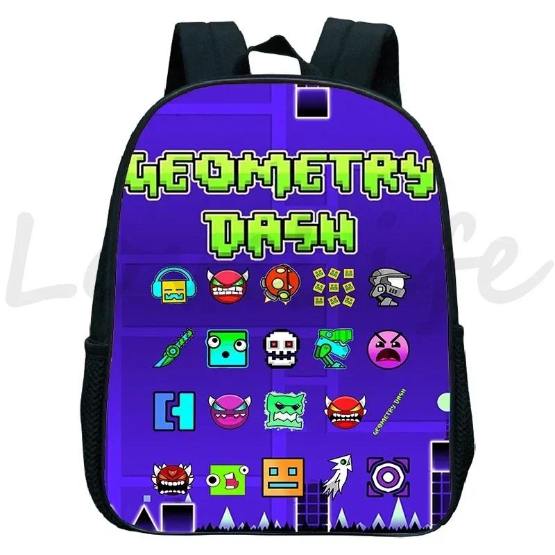 Zaino Kindergarten Geometry Dash Arrabbiato per Bambini e Bambine Zaino Anime Piccola Borsa da Libri Bambini Borse Scolastiche Cartoon Zaino per Bambini