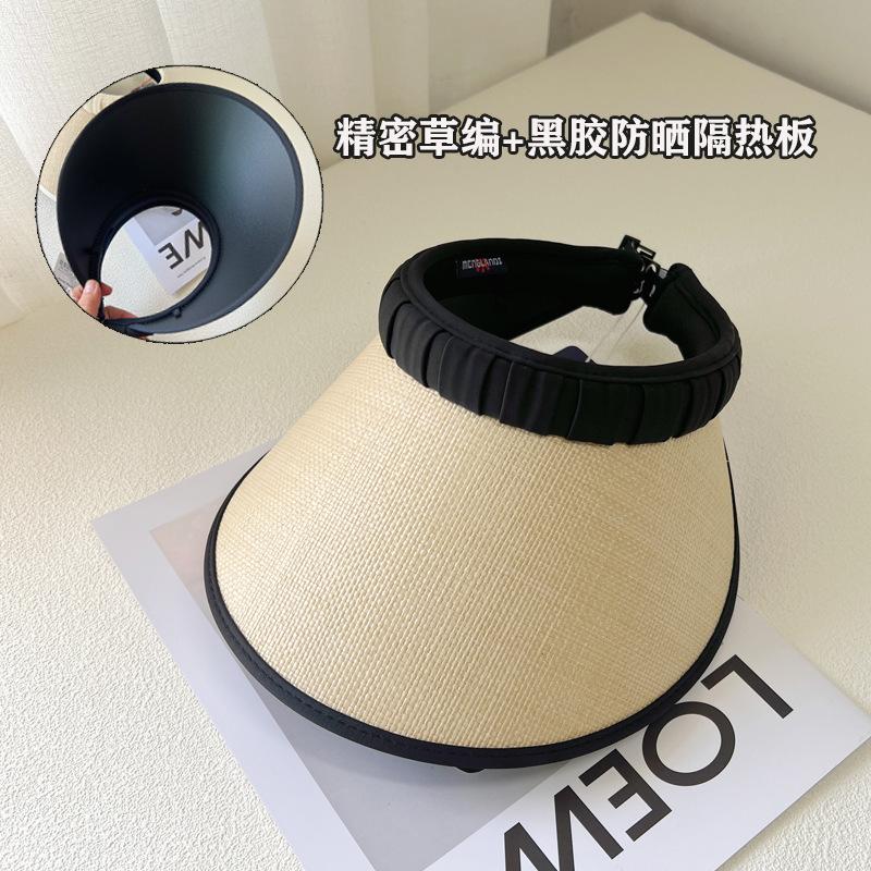Straw Hat, Sun Protection Hat, Straw Woven Big Eaves, Hair Card, Empty Top Hat, Summer Shading Outdoor Sun Hat