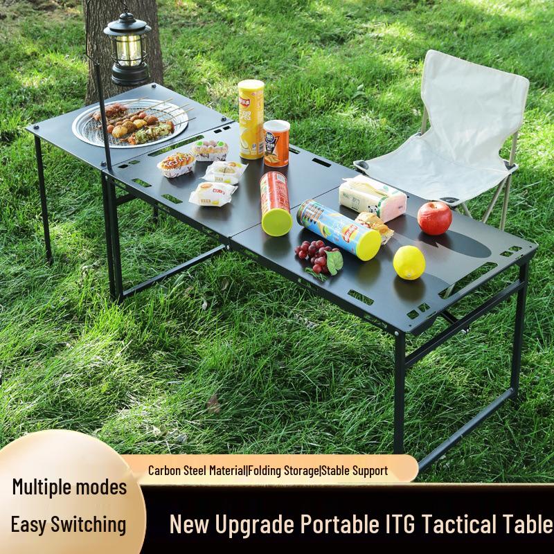 Hydraulic Tactical Folding Table: Portable, Lightweight, No-Assembly Outdoor Camping and Picnic Gear.