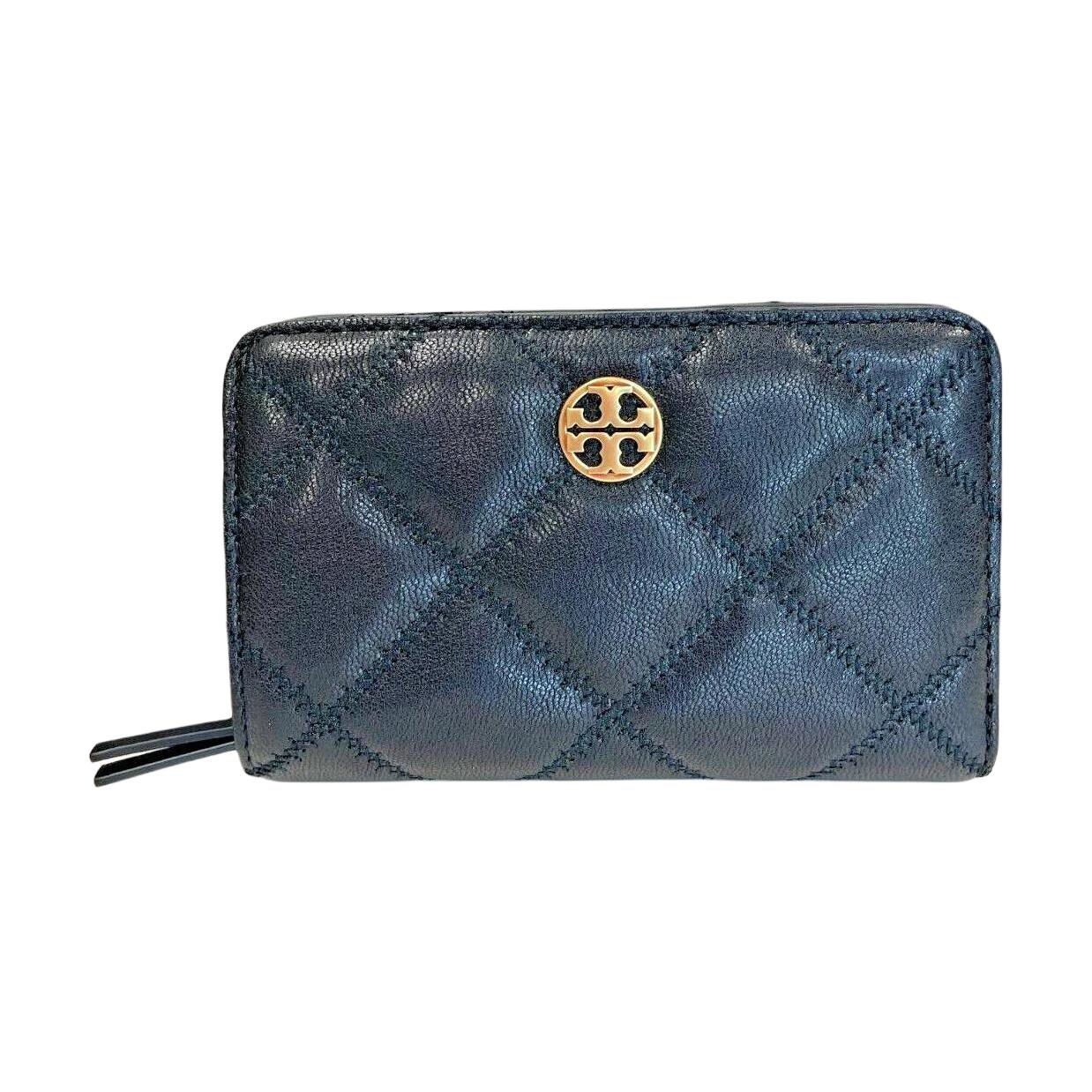 Tory Burch Willa Quilted Pattern Leather Wallet Medium Women wallet Black 150077-001 Basic Set BagDust Bag 21960₽