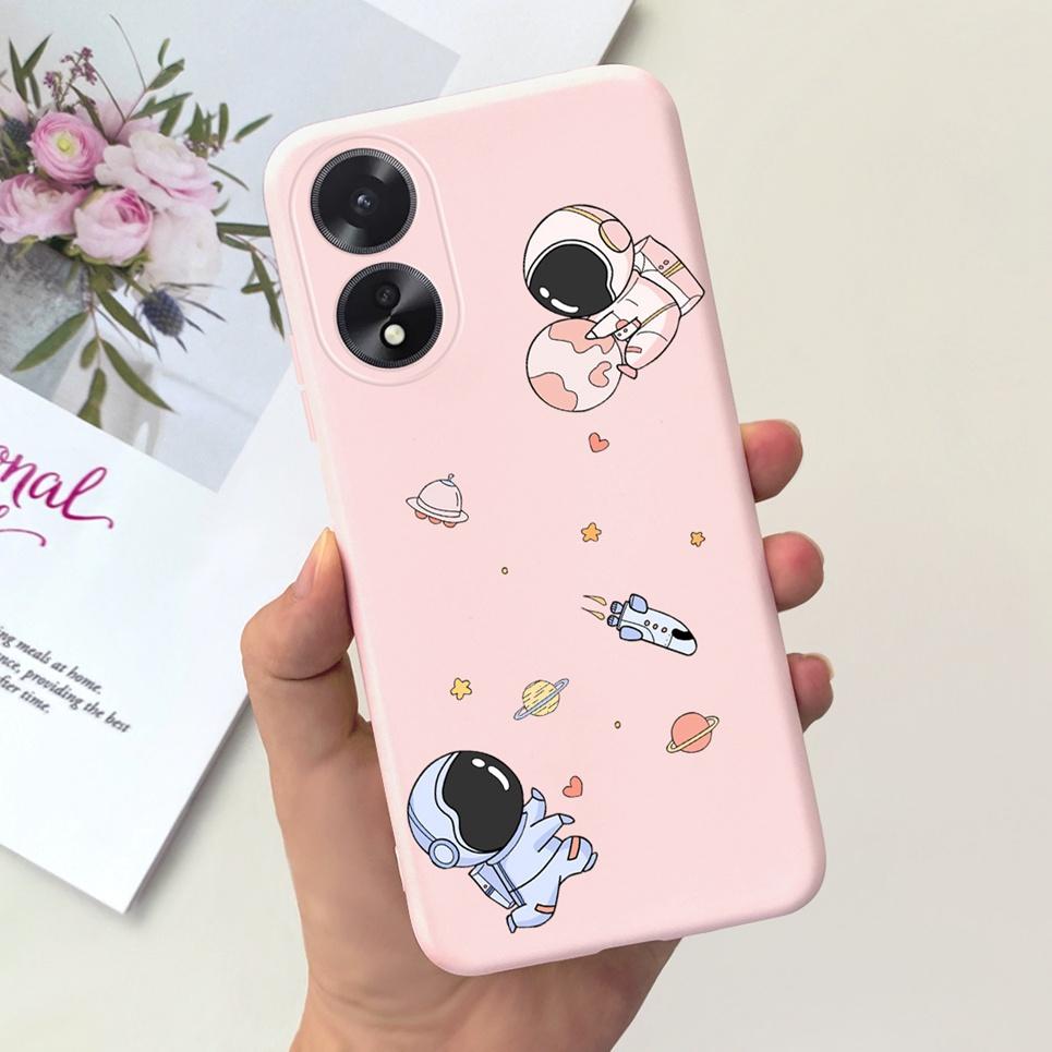 For Oppo A78 4G CPH2565 Cover Cute Astrinaut Black Cat Flower Liquid Silicone Phone Case For OPPO A78 5G Oppo A38 CPH2579 Bumper