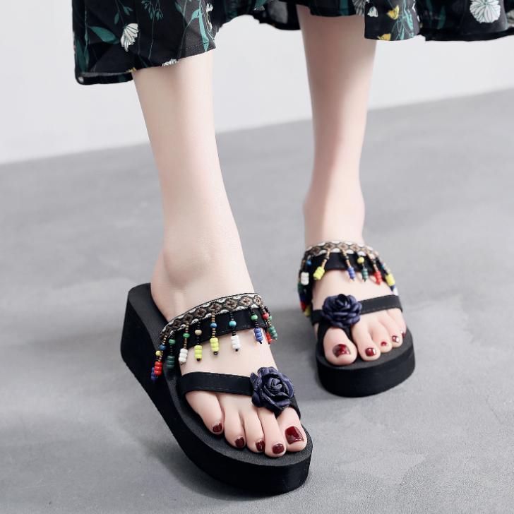 

Fashion Platform Flower Women s Slippers and Ladies Sandals Flip Flops Shoes 2025 Trend Shoe New Style Luxury 39 Outside on Beach Slides 35