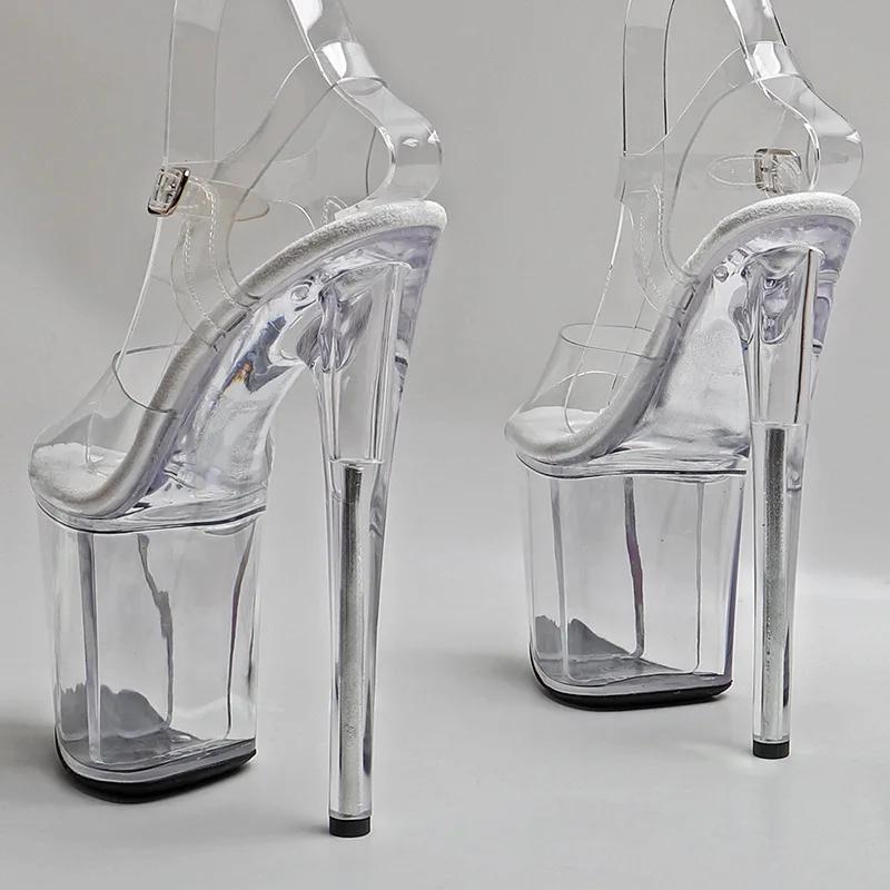 Fashion Sexy Red High Heels Crystal Large Size Platform Sandals Shoes 8 Inch Nightclub Pole Dance Women's Goth Elegant 20CM Open Toe