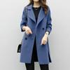 Women's Long-length Autumn Coat, Double-breasted, Long Sleeves, Solid Color