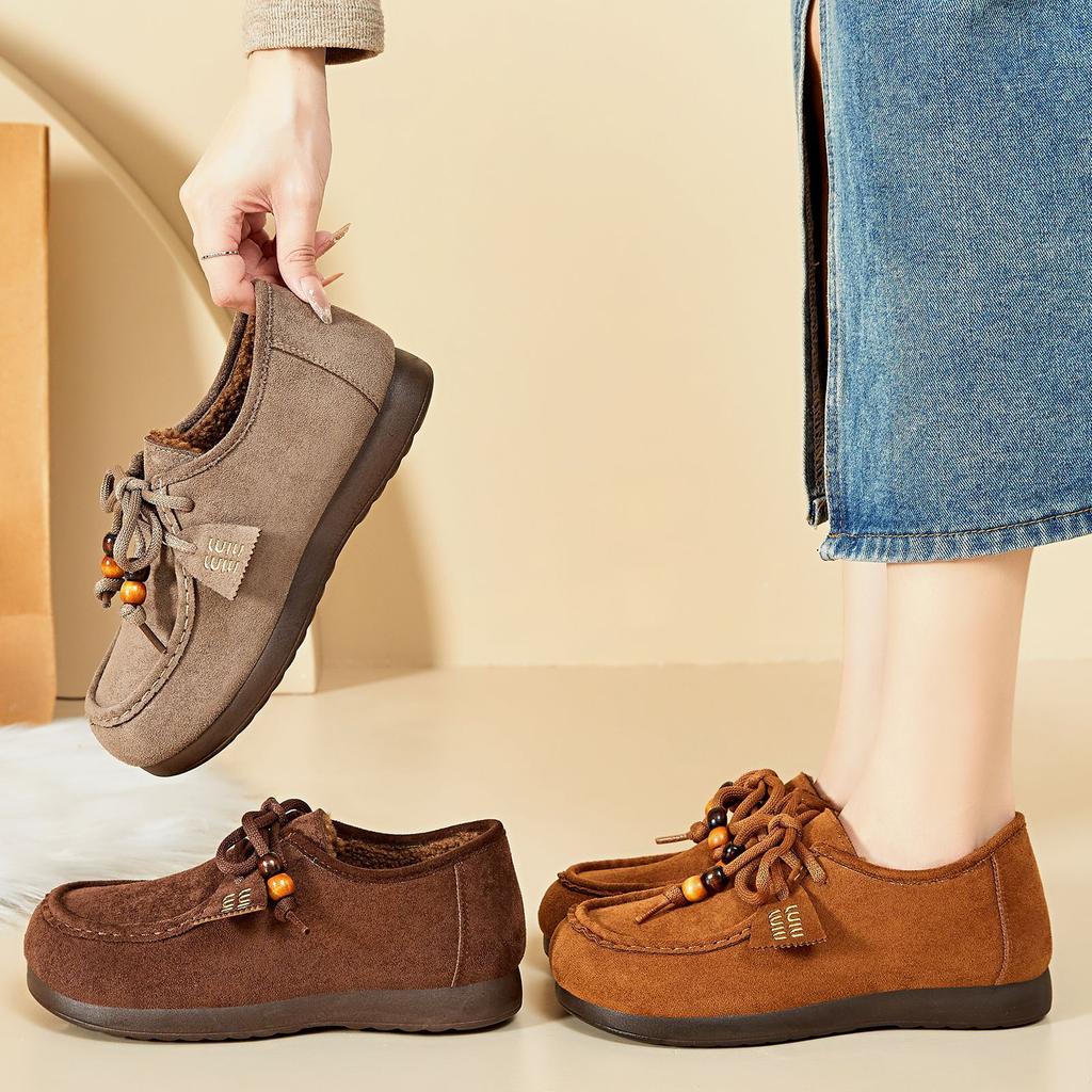 Unisex cotton shoes winter new retro Birkenstock kangaroo shoes lace-up casual shoes super hot fashion bag head loafers