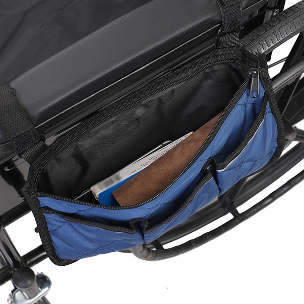 Wheelchair side armrest bag Reflective strip Portable Velcro polyester storage and hanging bag