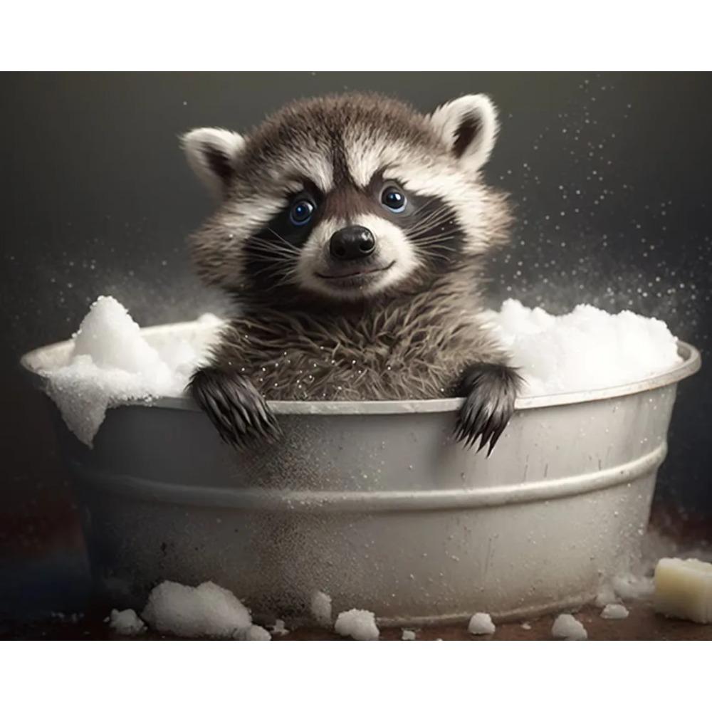 Cute Baby Lion Tiger In Bathtub Wall Art Canvas Painting Animals Bathing Funny Bathroom Art Poster Prints Picture Room Decor