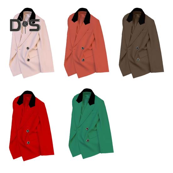 Damen Anzugjacke mit Revers, langen Ärmeln, Patchwork-Farbe, Anzugjacke mit Klappentaschen, lockere Passform, lässige Büro-Arbeitskleidung