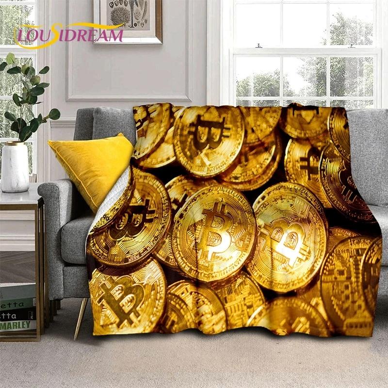 Bitcoin 3D Virtual Currency NFT Blanket,Soft Throw Blanket for Home Bedroom Bed Sofa Picnic Travel Office Cover Blanket Kid gift