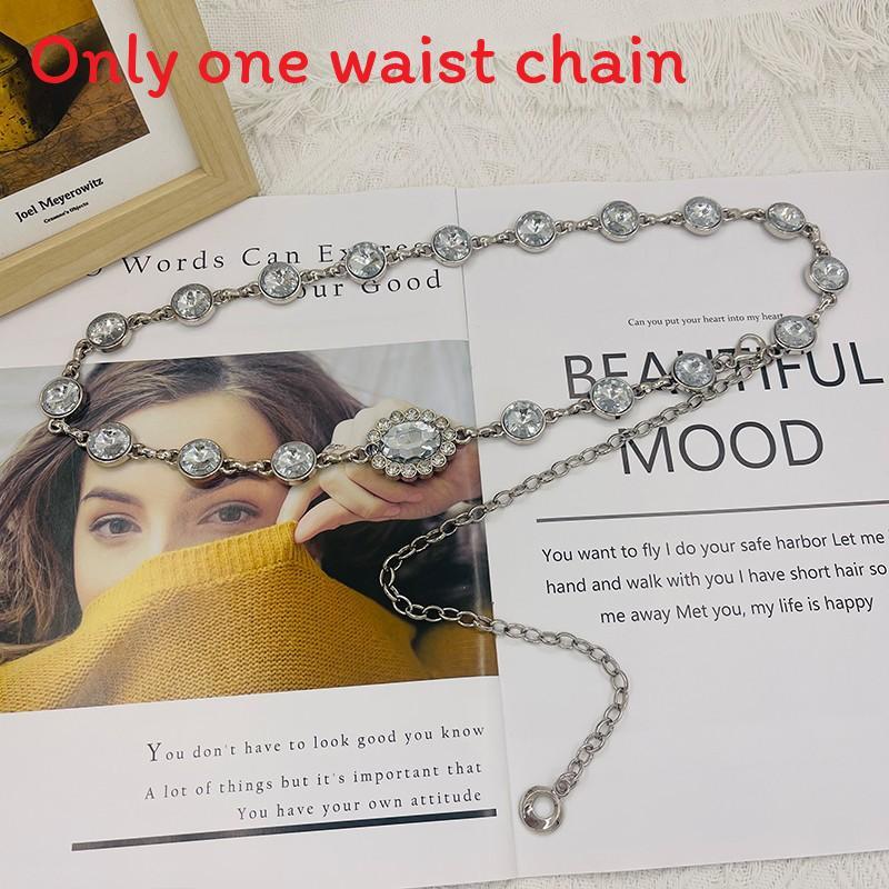 Korean Style Metal Waist Belt For Women With Water Sparkling Rhinestones Chic Summer Accessory серебряный
