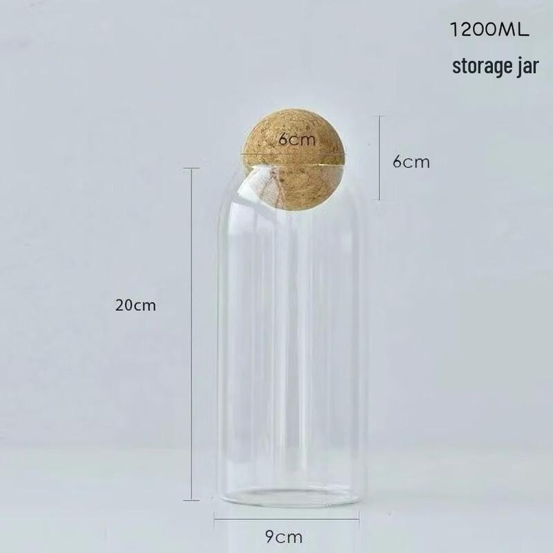 ZISIZ High Borosilicate Glass Storage Jar with Cork Lid