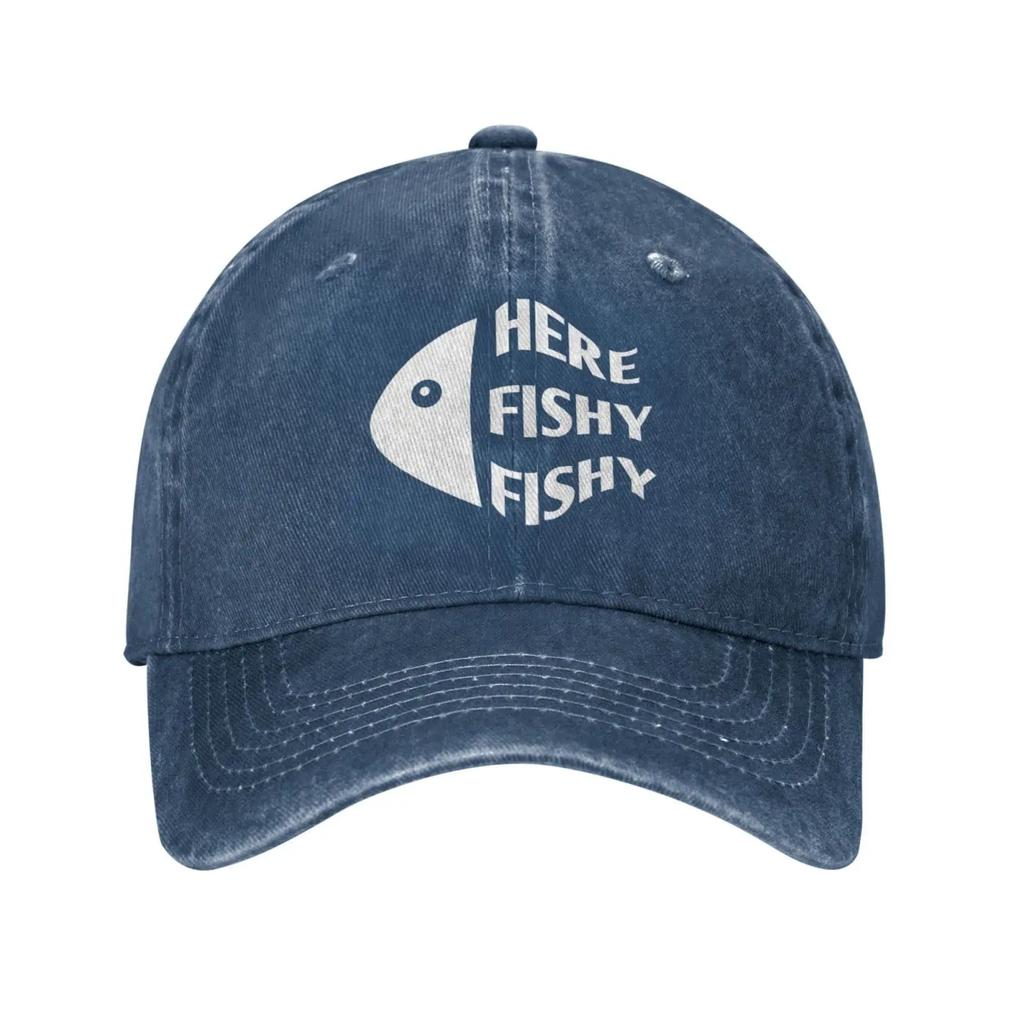 Fishing Cap Here Fishy Fishy Fishy Cap for Women Baseball Caps Trendy Hat