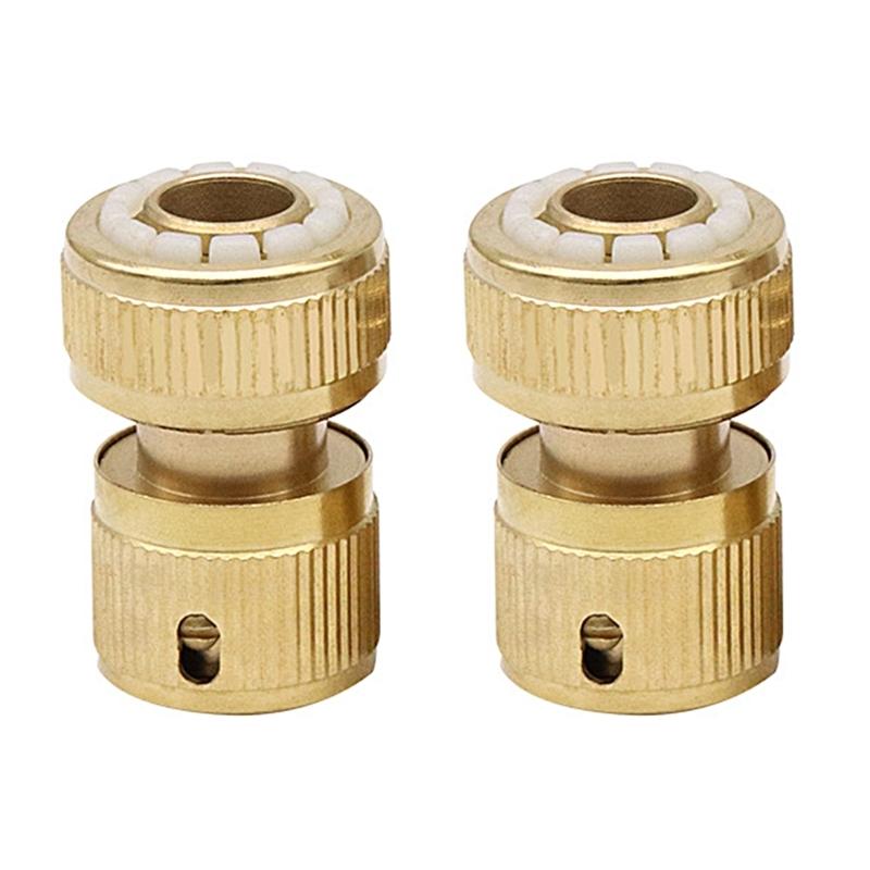 2Pieces Heavy Duty Reinforced Brass Hose Joints Water Pipe Connectors Fittings Easy Twist Suitable For Irrigation Tools