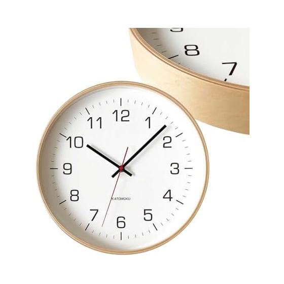 KATOMOKU plywood clock 4 natural km-61NARC wall clock continuous second hand diameter 30.4cm (radio clock)