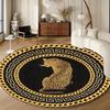 Goldener griechischer Schlüssel mit Leopardenmuster Premium Runde Matte für Wohnzimmer, Schlafzimmer, Büro, Couchtisch Bodenmatte Modernes Gefühl