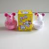 Mouse shaped wobbly creature rolling and splashing food, pet puzzle cartoon cat toy leaking food, feeding