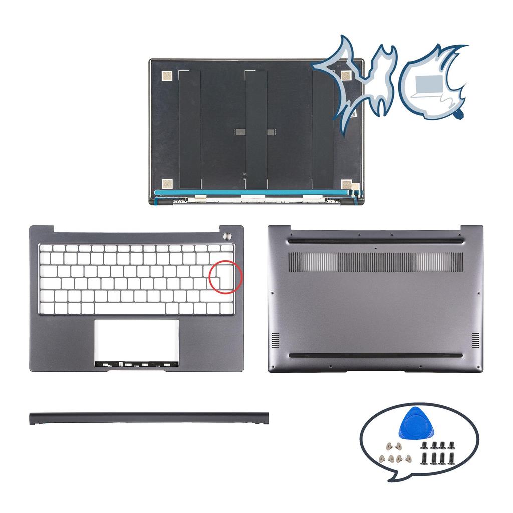 Parts For MateBook 14 KLVL KLVL-WFE9 KLVL-WFH9 2020 14inch LCD Back Cover Palmrest Bottom Case Repair Gray