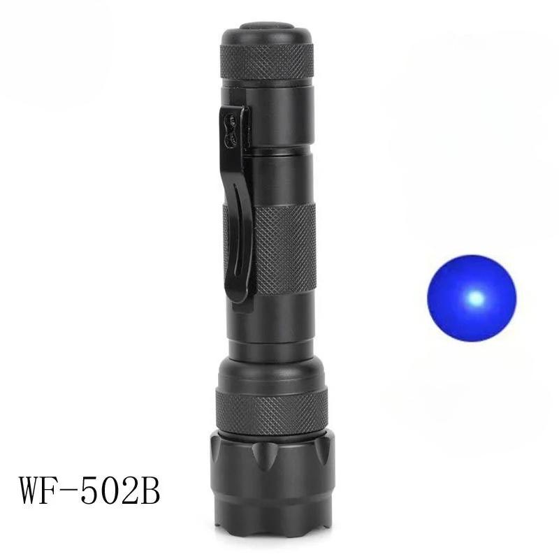 WF-502B 800Lm XM-L T6 1 Mode White/Red/Blue/Green Light Lantern Torch 18650 WF502B Waterproof LED Flashlight Drop Shipping