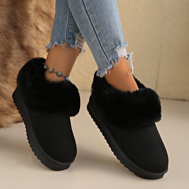 Móda 2025 Plyšové Teplé a Pohodlné Protiskluzové Bačkory Dámské Zimní Polstrované Plyšové Kulaté Muffinové Dno Volnočasové Sněhule.