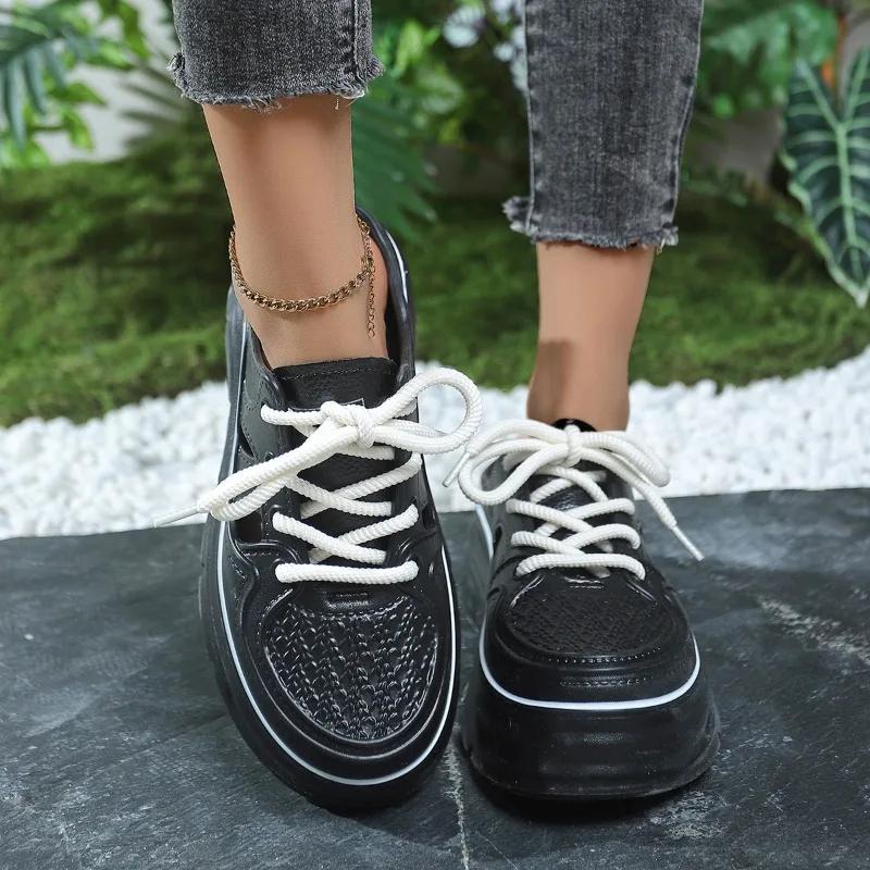 Fashion 2025 Brand Shoes Female Closed Toe Women's Slippers Fashion Front Lace-up Outdoor Casual Best Seller New Sweet Platform Slippers